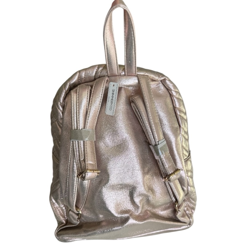 Metallic Rose Gold Chevron Pattern Backpack NWT - Picture 5 of 6